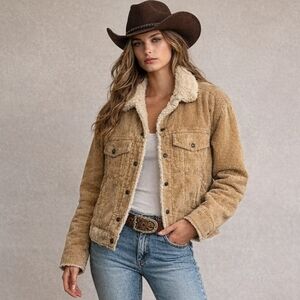 Anthropologie Marrakech Sherpa Lined Corduroy Trucker Jacket Size XS